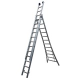 Maxall Reform Ladder 3-delig uitgebogen 4,50m blank aluminium