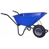 Klus- en Tuin Kruiwagen 100L Kunststof Blauw (premium gecoat onderstel)